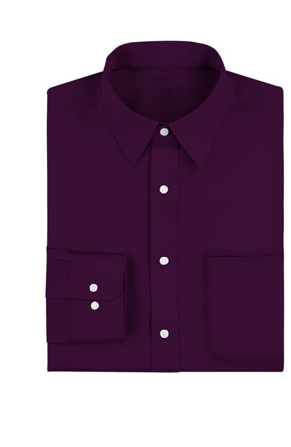 Purple Plain Cotton Full Sleeves Shirt - Image 5