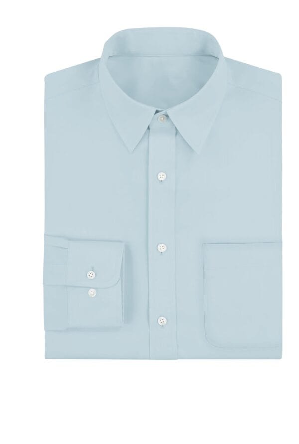 Blue Plain Cotton Full Sleeves Shirt - Image 5