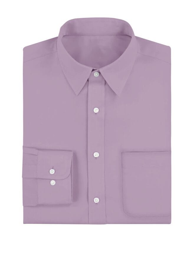 Lavender Pink Plain Cotton Full Sleeves Shirt - Image 5