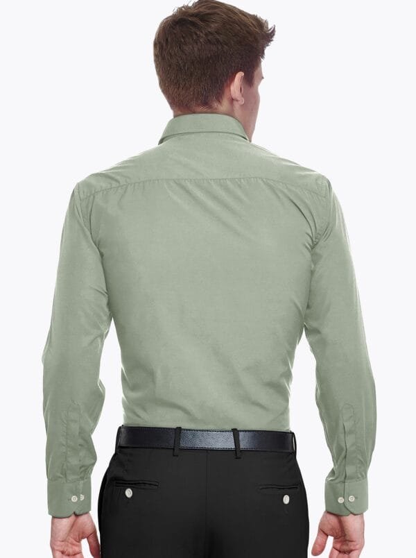 Green Plain Cotton Full Sleeves Shirt - Image 4