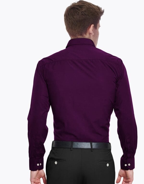 Purple Plain Cotton Full Sleeves Shirt - Image 4