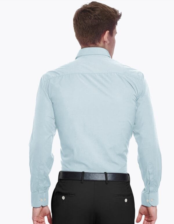 Blue Plain Cotton Full Sleeves Shirt - Image 4