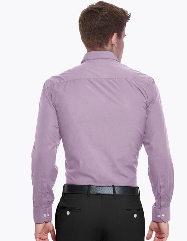 Lavender Pink Plain Cotton Full Sleeves Shirt - Image 4