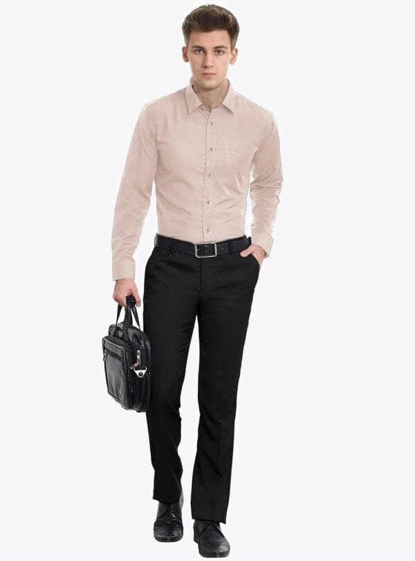 Pink Plain Cotton Full Sleeves Shirt - Image 3