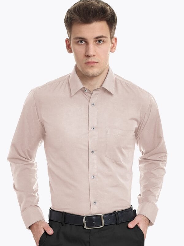 Pink Plain Cotton Full Sleeves Shirt