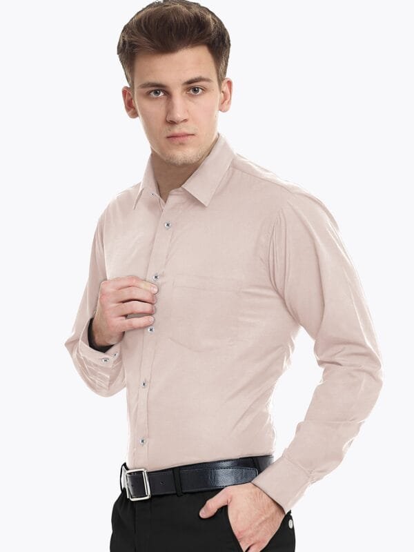 Pink Plain Cotton Full Sleeves Shirt - Image 4