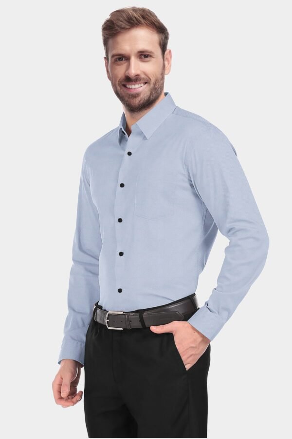 Blue Cotton Full Sleeves Shirt - Image 2