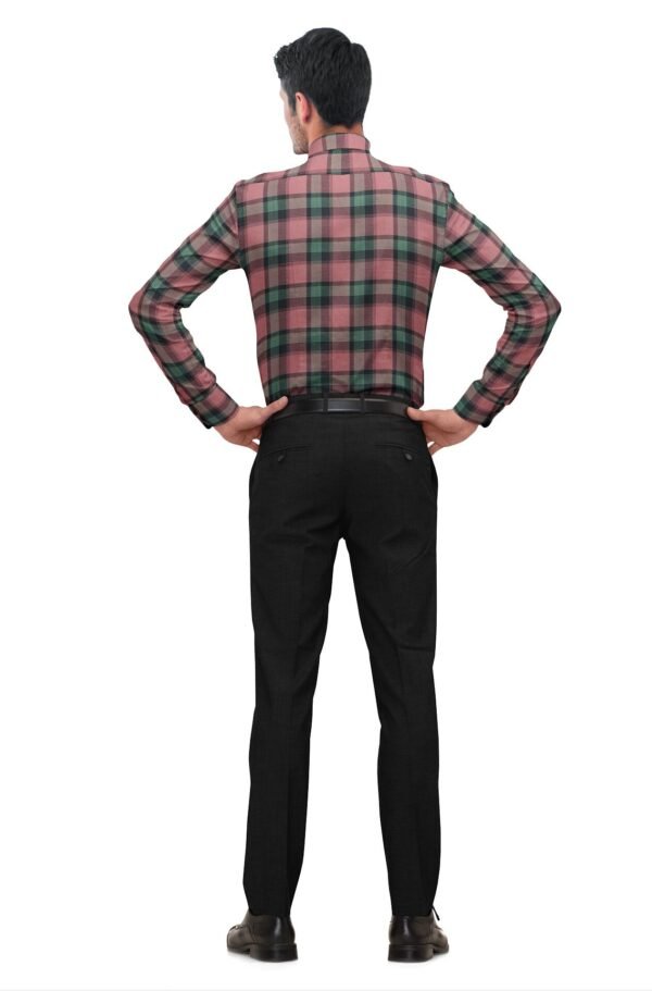 Brown Cotton Checkered Full Sleeves Shirt - Image 4