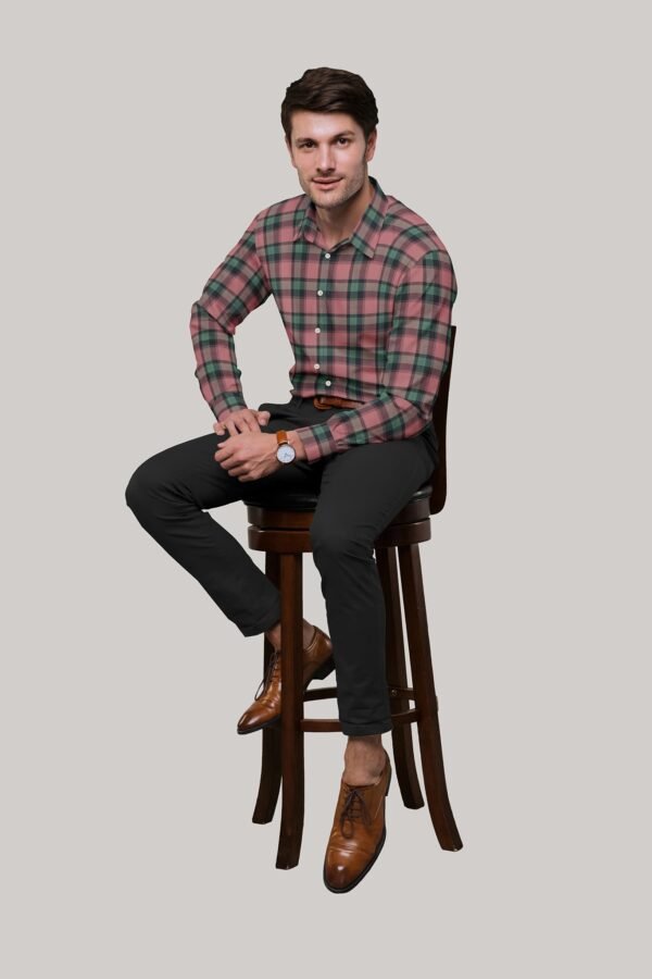 Brown Cotton Checkered Full Sleeves Shirt