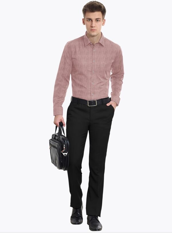 Pink Plain Cotton Full Sleeves Shirt - Image 3