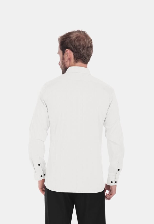 White Cotton Plain Full Sleeves Shirts - Image 3