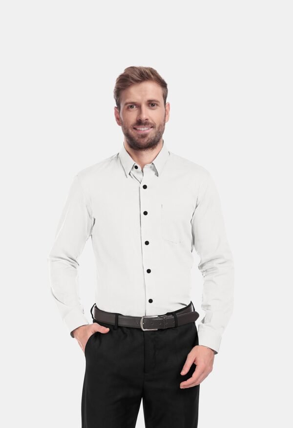 White Cotton Plain Full Sleeves Shirts - Image 2