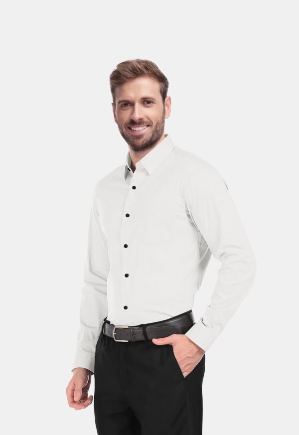 White Cotton Plain Full Sleeves Shirts