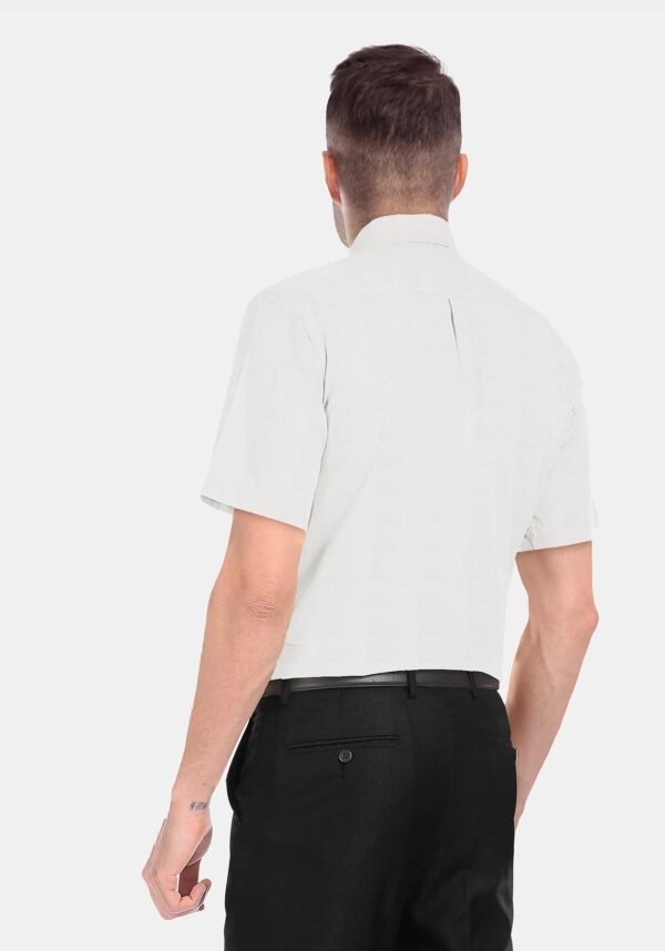 White Cotton Plain Half Sleeves Shirts - Image 4