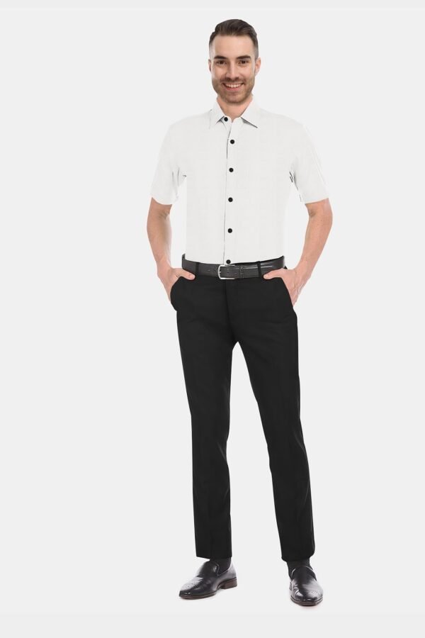 White Cotton Plain Half Sleeves Shirts - Image 3