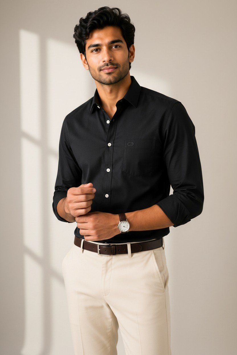 Black Premium Oxford Cotton Shirt - Image 2
