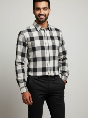 Black & White Checkered Premium Cotton Shirt