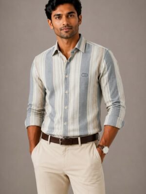 Blue & White Striped Premium Cotton Shirt