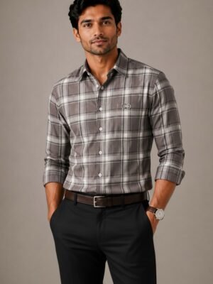Brown Checkered Premium Cotton Shirt