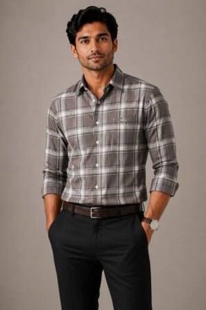 Brown Checkered Premium Cotton Shirt