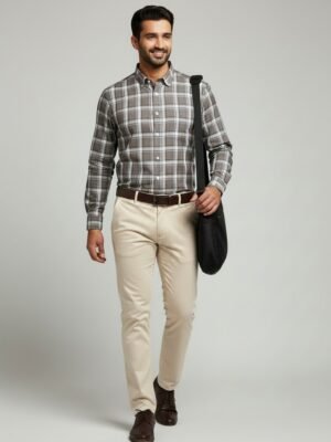Brown Checkered Premium Cotton Shirt