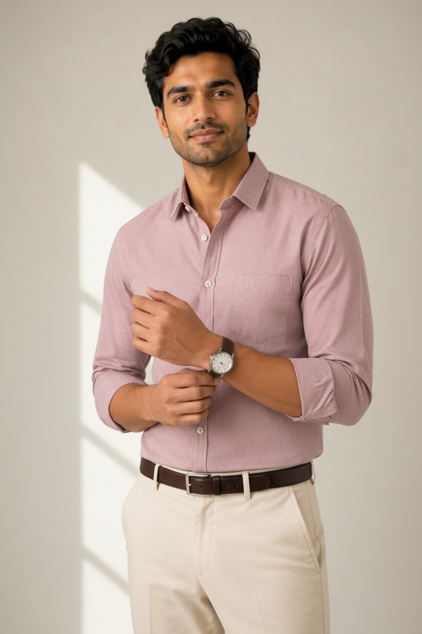 Dusty Pink Premium Oxford Cotton Shirt - Image 4